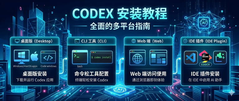 Codex 安装教程:桌面版、IDE 插件、CLI 与 Web