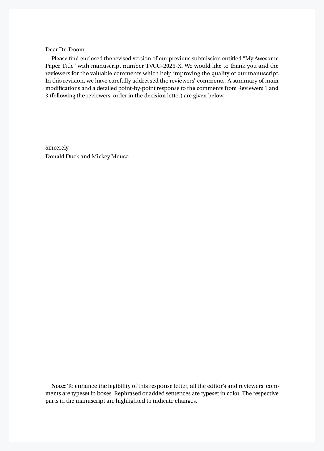 Cover letter 示例页面