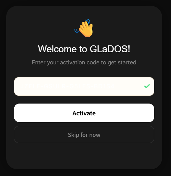 按提示输入激活码