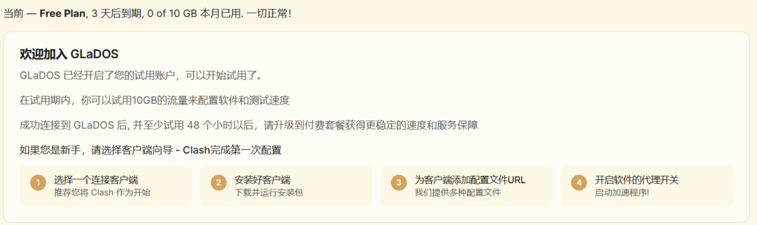 初始显示为Free Plan